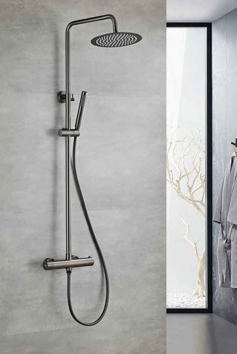 Dusjsett m/termostat Ø250 mm gunmetal